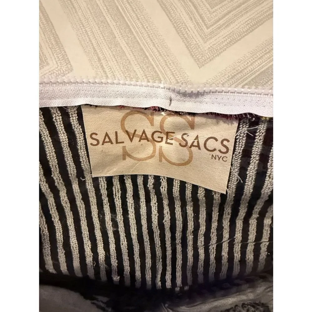 Salvage Sacs One-of-a-Kind Recycled Towel Clutch Bag Skull & Stripe NWT